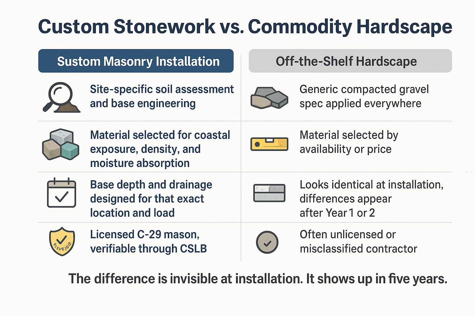 What Separates Custom Stonework From Off-the-Shelf Hardscape