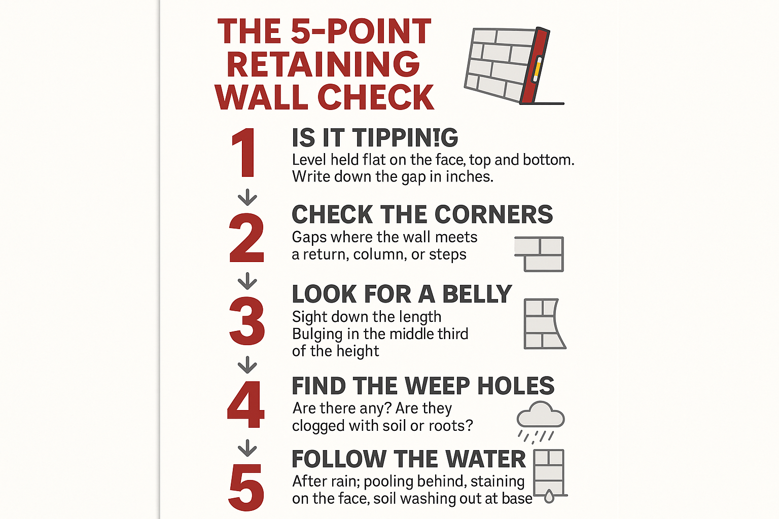 Infographic listing the five-point inspection check for homeowners before the rainy season